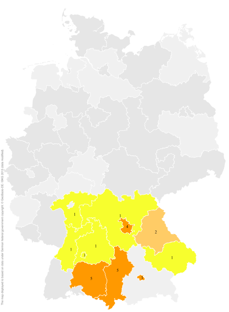 Deutschlandkarte: Regionale Verbreitung der Gebärde