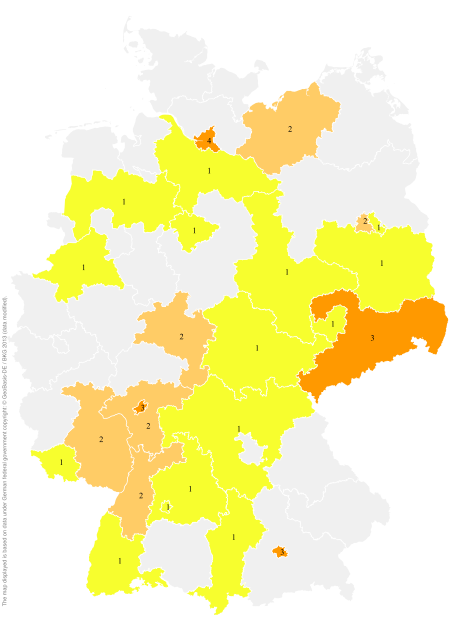 Deutschlandkarte: Regionale Verbreitung der Gebärde