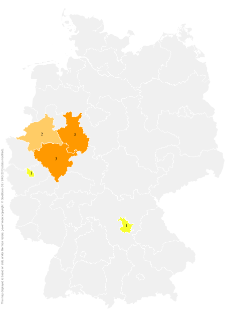 Deutschlandkarte: Regionale Verbreitung der Gebärde