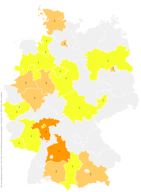 Deutschlandkarte: Regionale Verbreitung der Gebärde