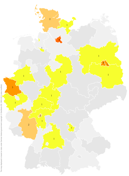 Deutschlandkarte: Regionale Verbreitung der Gebärde