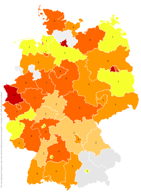 Deutschlandkarte: Regionale Verbreitung der Gebärde