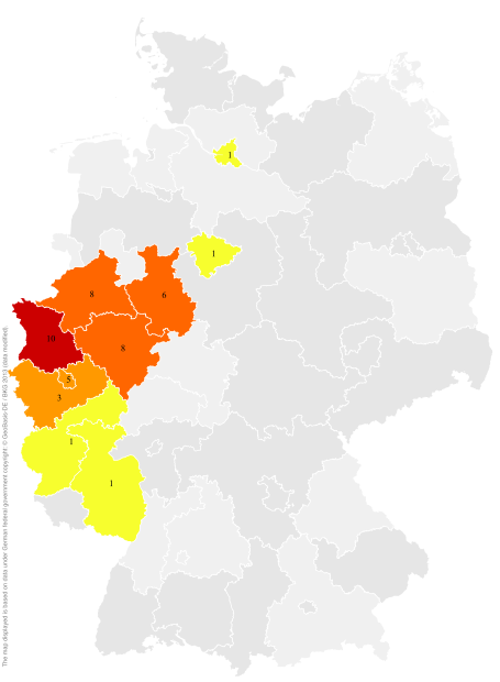 Deutschlandkarte: Regionale Verbreitung der Gebärde