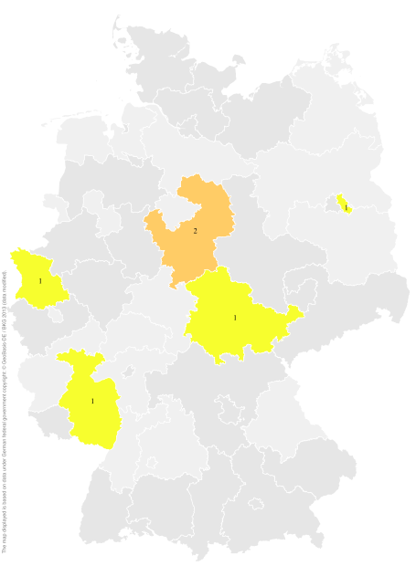 Deutschlandkarte: Regionale Verbreitung der Gebärde