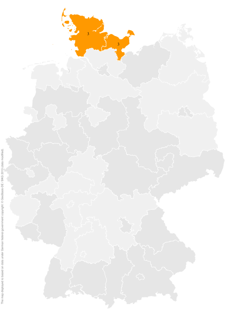 Deutschlandkarte: Regionale Verbreitung der Gebärde