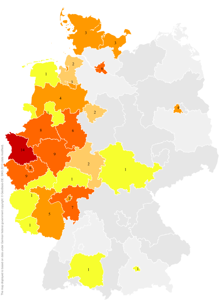 Deutschlandkarte: Regionale Verbreitung der Gebärde