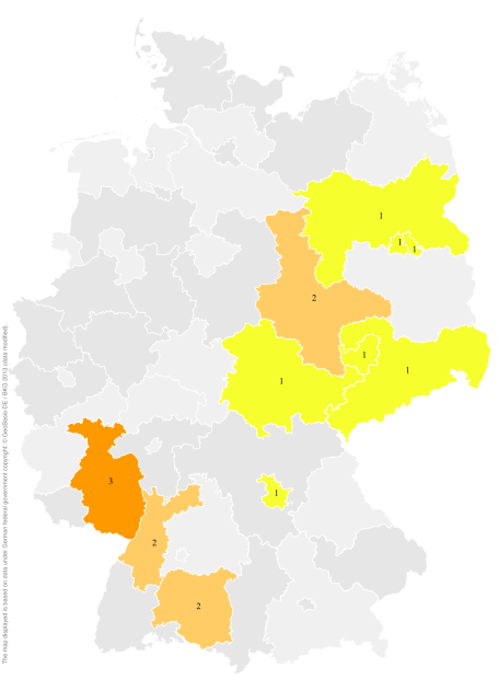 Deutschlandkarte: Regionale Verbreitung der Gebärde