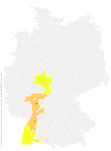 Deutschlandkarte: Regionale Verbreitung der Gebärde