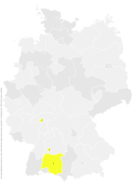Deutschlandkarte: Regionale Verbreitung der Gebärde