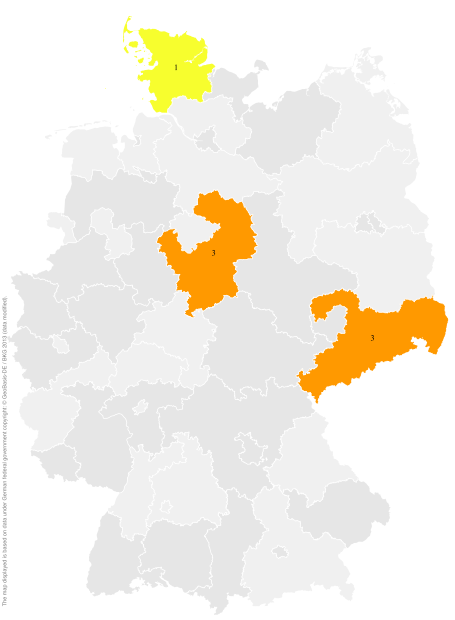 Deutschlandkarte: Regionale Verbreitung der Gebärde