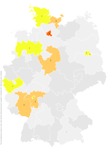 Deutschlandkarte: Regionale Verbreitung der Gebärde