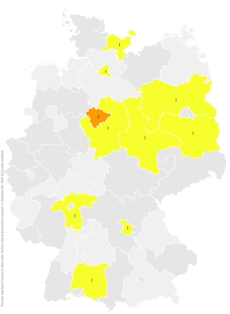 Deutschlandkarte: Regionale Verbreitung der Gebärde