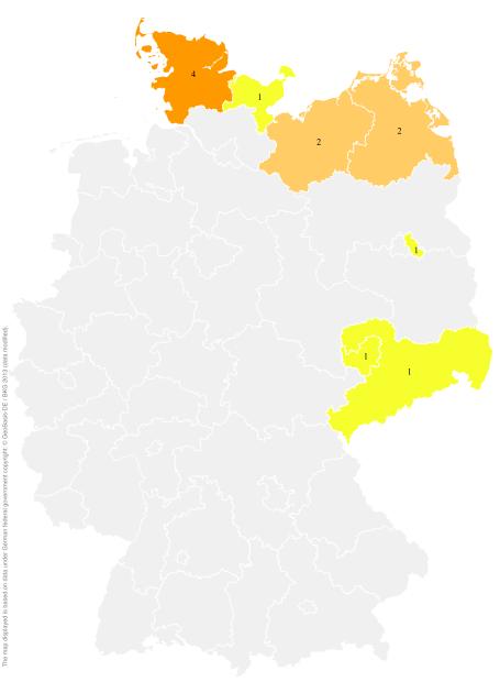Deutschlandkarte: Regionale Verbreitung der Gebärde