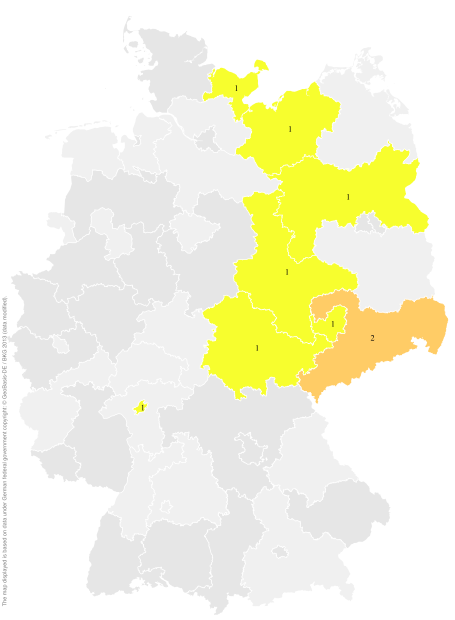 Deutschlandkarte: Regionale Verbreitung der Gebärde