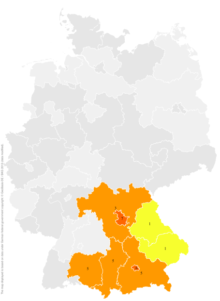 Deutschlandkarte: Regionale Verbreitung der Gebärde