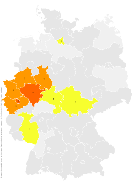 Deutschlandkarte: Regionale Verbreitung der Gebärde