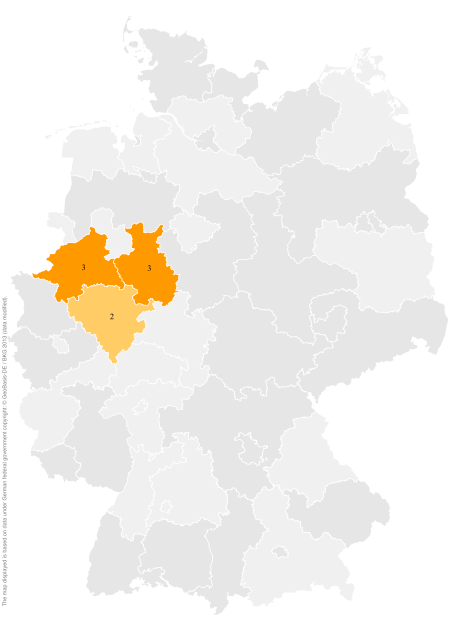Deutschlandkarte: Regionale Verbreitung der Gebärde