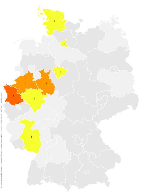 Deutschlandkarte: Regionale Verbreitung der Gebärde