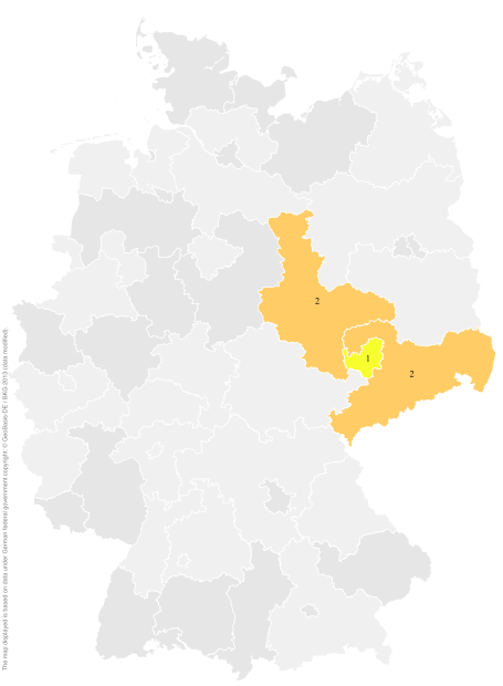 Deutschlandkarte: Regionale Verbreitung der Gebärde