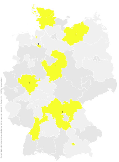 Deutschlandkarte: Regionale Verbreitung der Gebärde