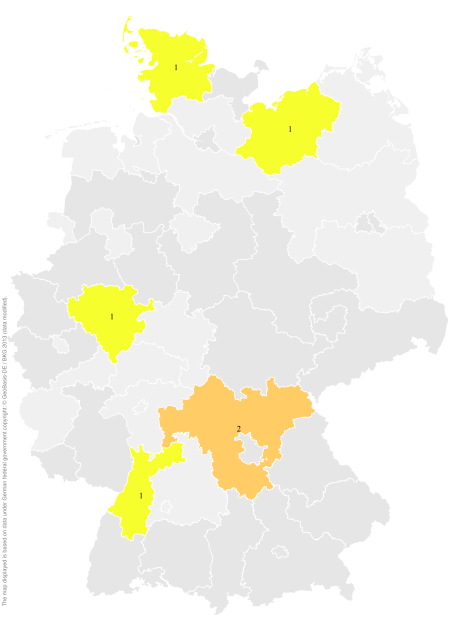 Deutschlandkarte: Regionale Verbreitung der Gebärde
