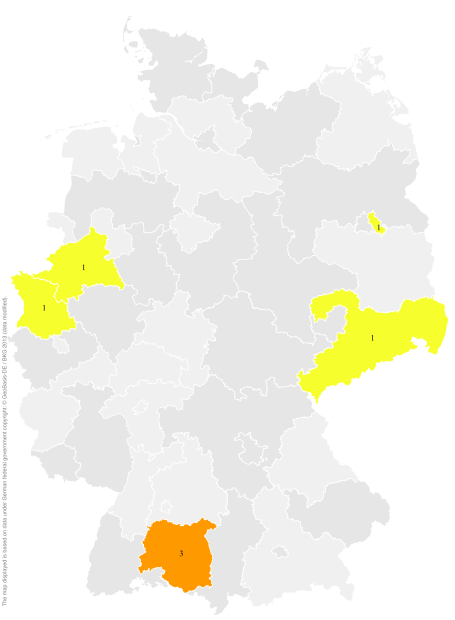 Deutschlandkarte: Regionale Verbreitung der Gebärde