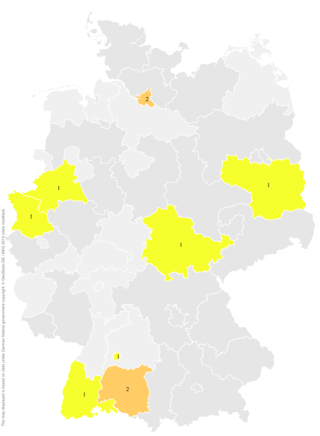 Deutschlandkarte: Regionale Verbreitung der Gebärde