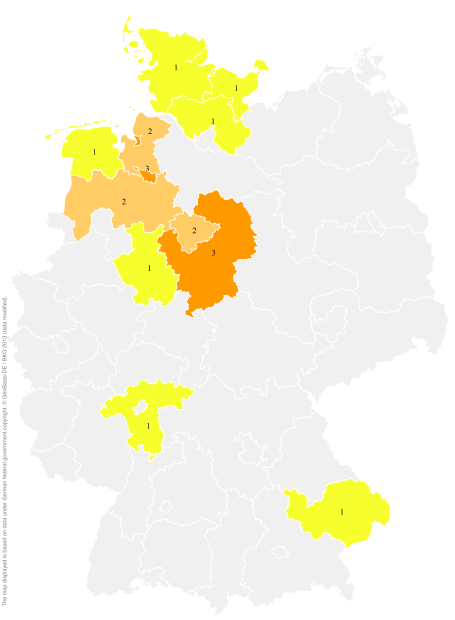 Deutschlandkarte: Regionale Verbreitung der Gebärde