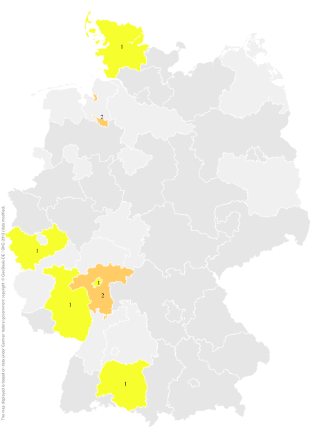 Deutschlandkarte: Regionale Verbreitung der Gebärde