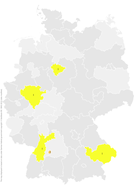 Deutschlandkarte: Regionale Verbreitung der Gebärde