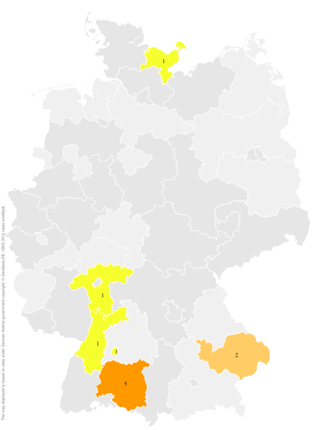 Deutschlandkarte: Regionale Verbreitung der Gebärde