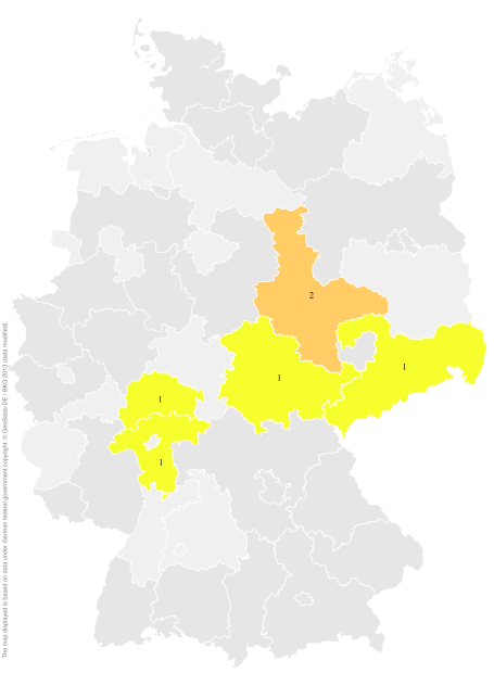 Deutschlandkarte: Regionale Verbreitung der Gebärde