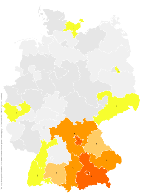Deutschlandkarte: Regionale Verbreitung der Gebärde