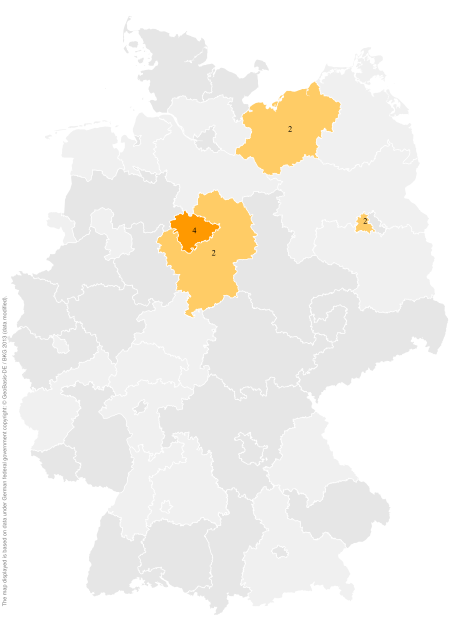 Deutschlandkarte: Regionale Verbreitung der Gebärde