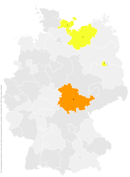 Deutschlandkarte: Regionale Verbreitung der Gebärde