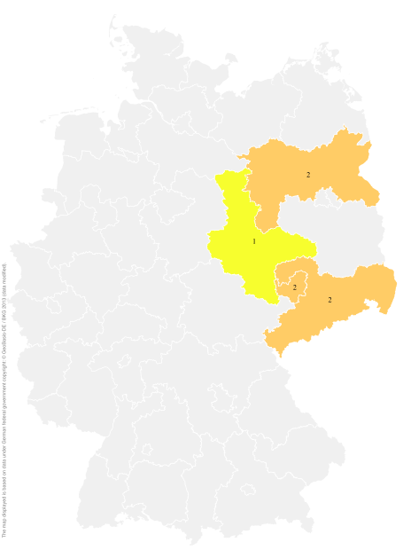 Deutschlandkarte: Regionale Verbreitung der Gebärde