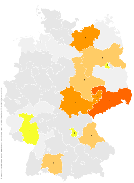 Deutschlandkarte: Regionale Verbreitung der Gebärde
