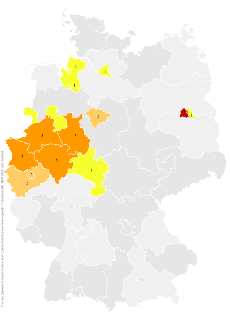 Deutschlandkarte: Regionale Verbreitung der Gebärde