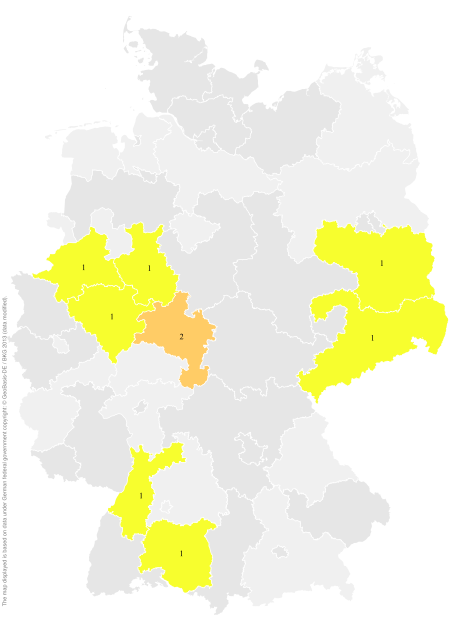 Deutschlandkarte: Regionale Verbreitung der Gebärde