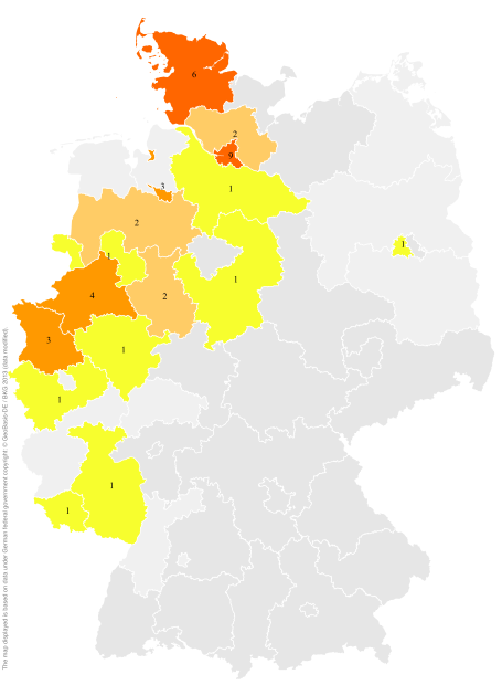 Deutschlandkarte: Regionale Verbreitung der Gebärde