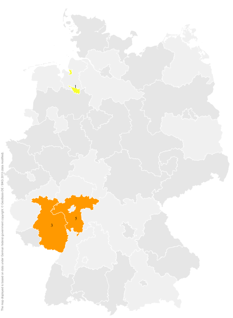 Deutschlandkarte: Regionale Verbreitung der Gebärde