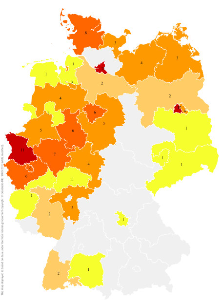 Deutschlandkarte: Regionale Verbreitung der Gebärde