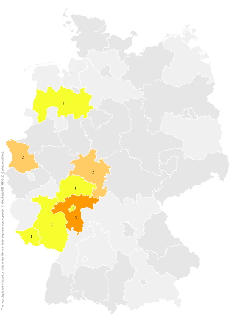 Deutschlandkarte: Regionale Verbreitung der Gebärde