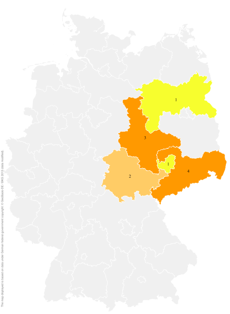 Deutschlandkarte: Regionale Verbreitung der Gebärde