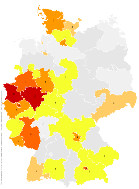 Deutschlandkarte: Regionale Verbreitung der Gebärde