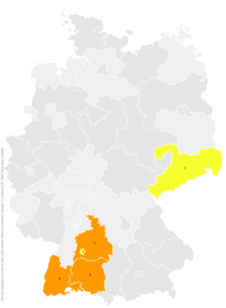 Deutschlandkarte: Regionale Verbreitung der Gebärde