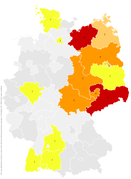 Deutschlandkarte: Regionale Verbreitung der Gebärde
