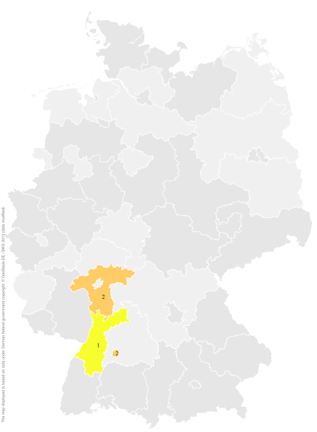 Deutschlandkarte: Regionale Verbreitung der Gebärde