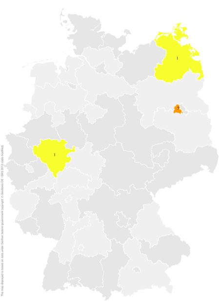Deutschlandkarte: Regionale Verbreitung der Gebärde