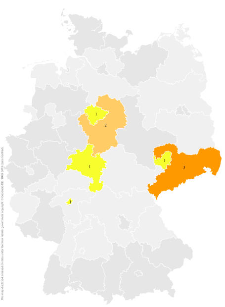 Deutschlandkarte: Regionale Verbreitung der Gebärde